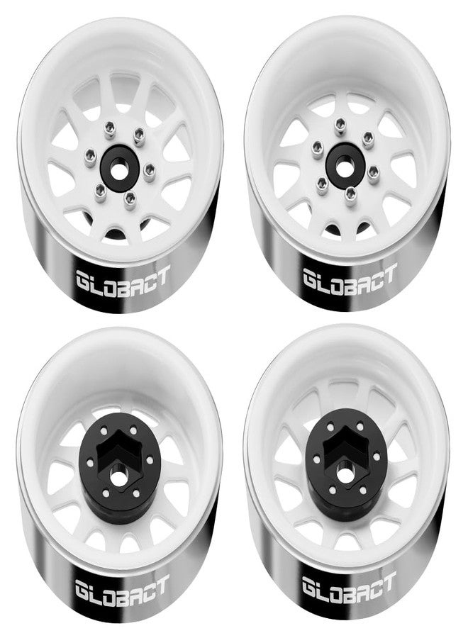 GLOBACT 1.9 Beadlock Wheels Rims RC Wheel Hub for TRX4 TRX6 Axial SCX10 I II III Pro Redcat 1/10 RC Crawler Upgrade Accessories (4Pcs White) - Image 5